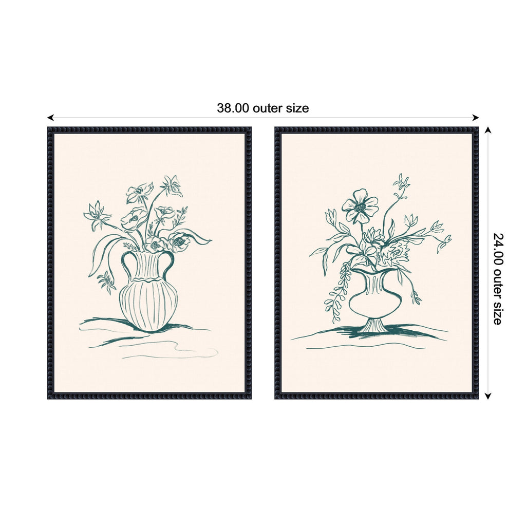 Sylvie Beaded Garden Floral and Summer Stems Framed Canvas Art Set by Kate Aurelia