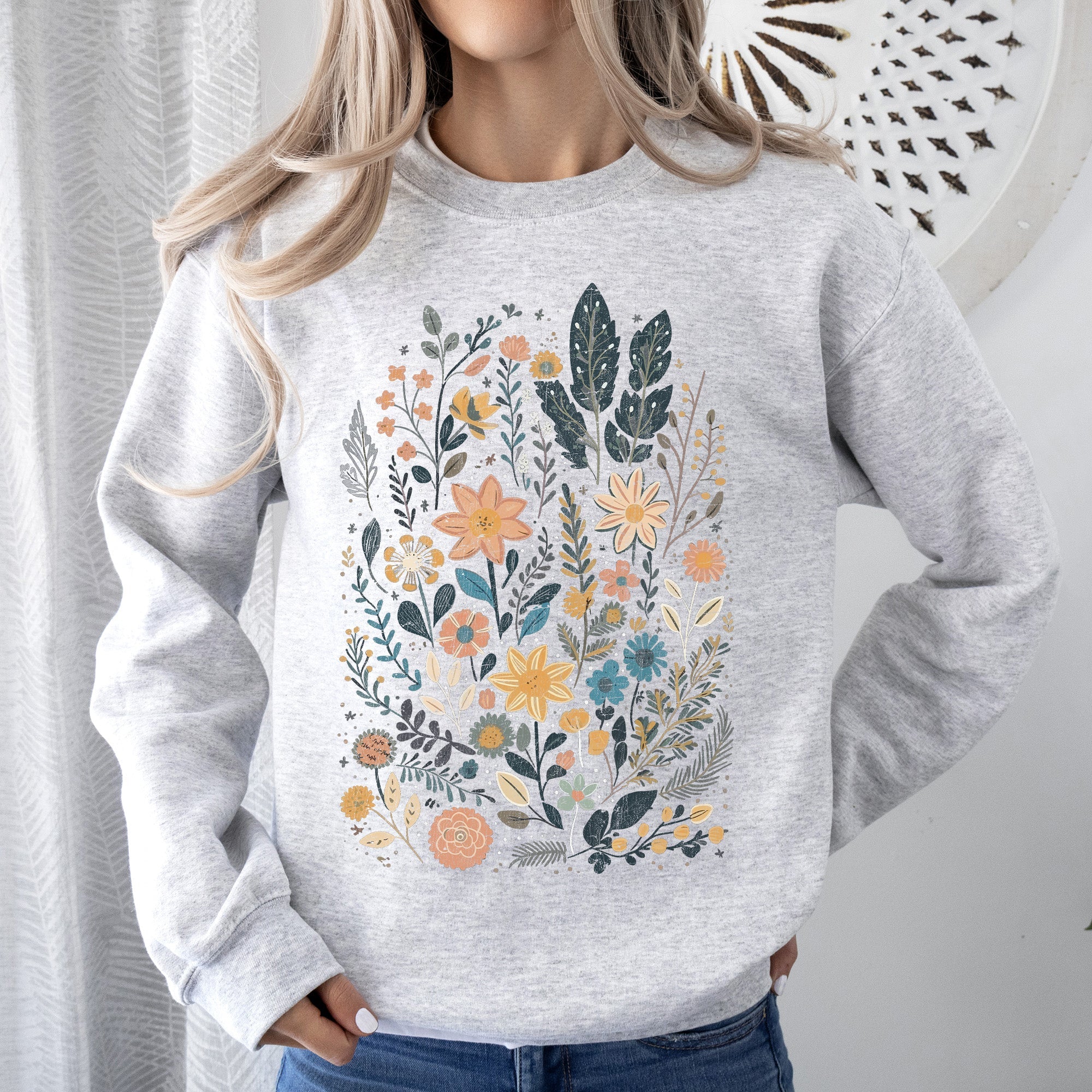 Whimsical Garden Floral Design Sweatshirt