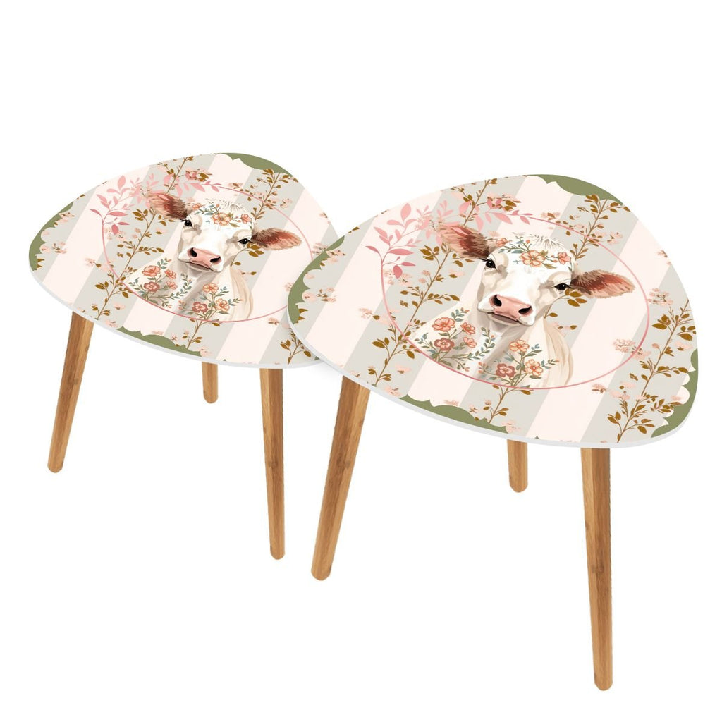 Country Farmhouse, Floral Cow Preppy Garden Room Modern Boho Nesting Tables