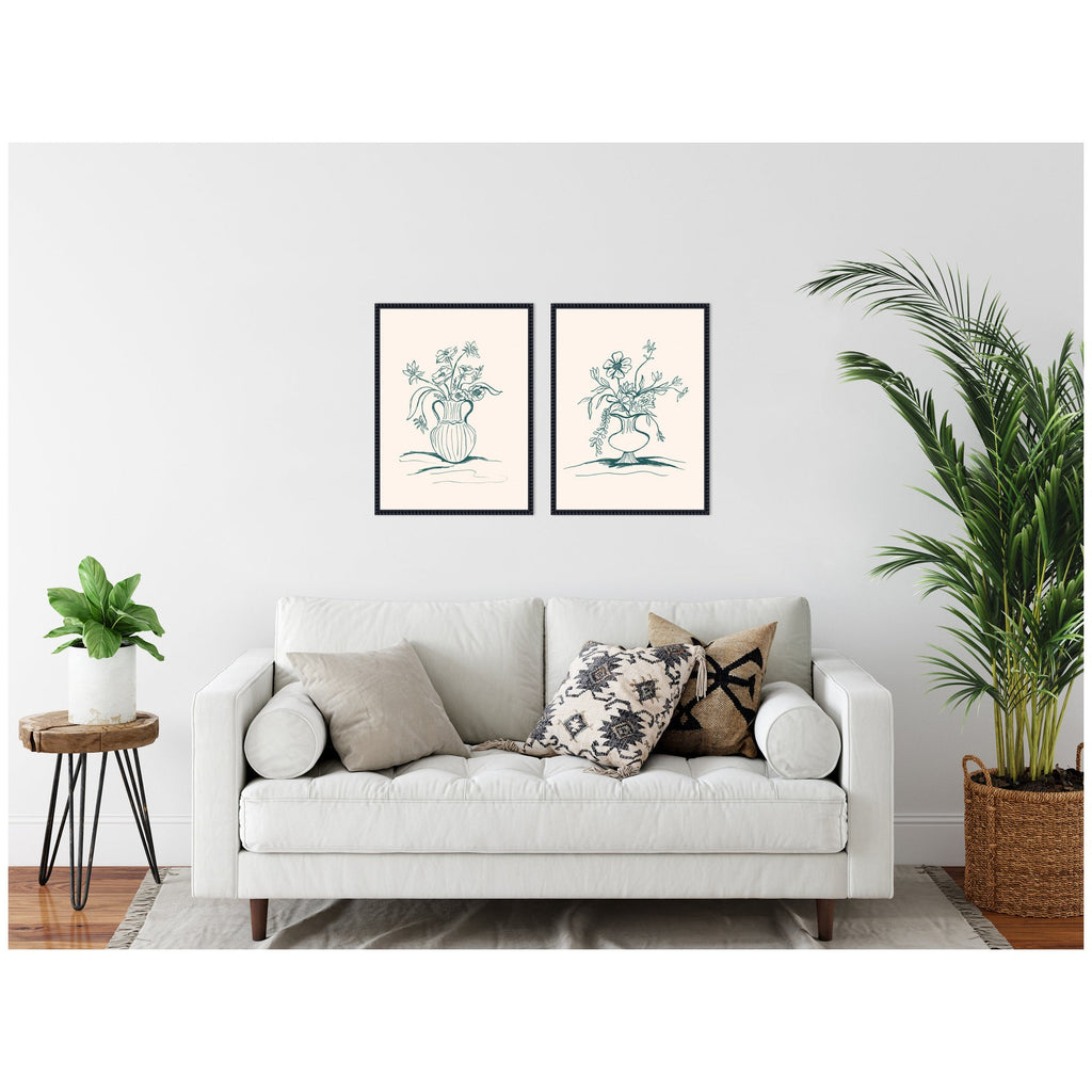 Sylvie Beaded Garden Floral and Summer Stems Framed Canvas Art Set by Kate Aurelia