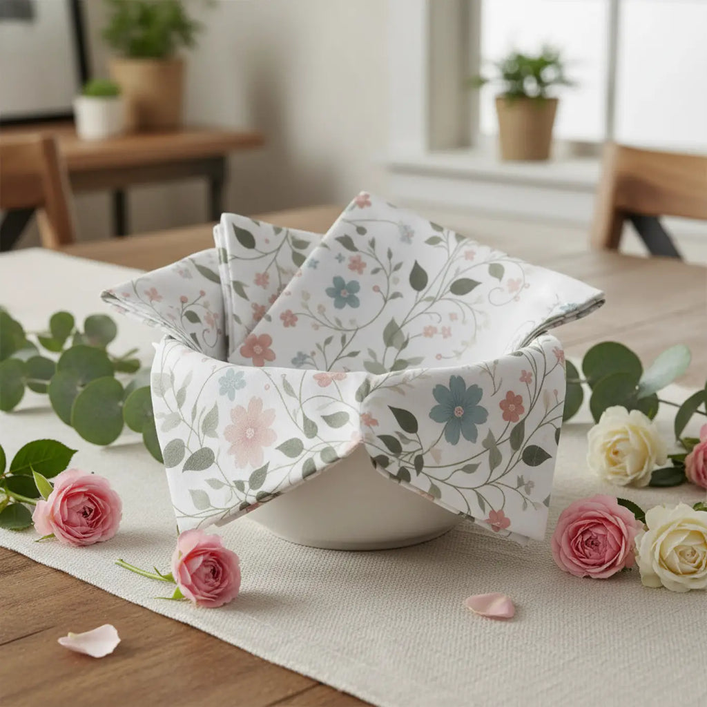 Floral Garden Napkins, Decorative Tableware for Weddings, Parties, Picnics, Home Decor, Spring Celebrations
