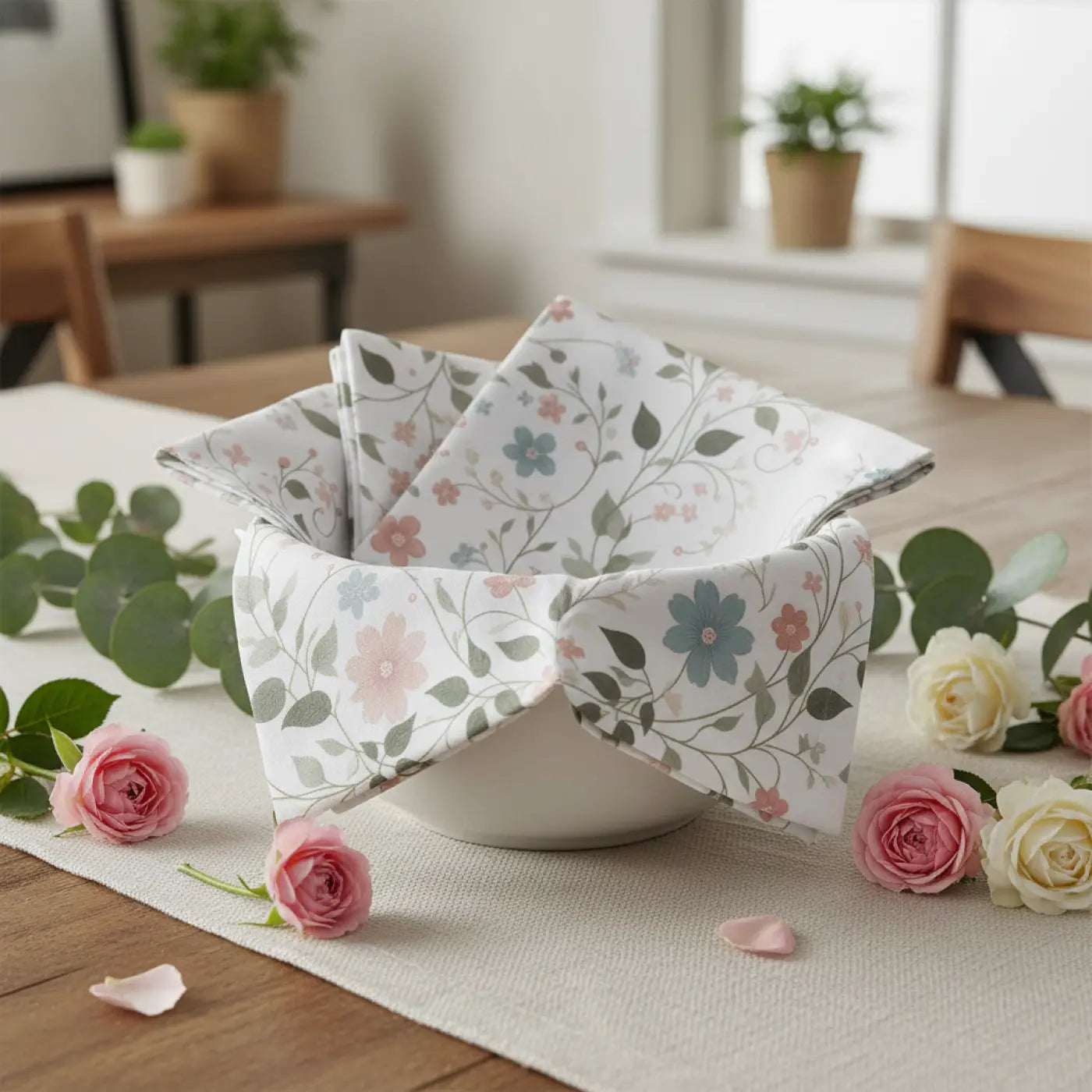 Floral Garden Napkins, Decorative Tableware for Weddings, Parties, Picnics, Home Decor, Spring Celebrations