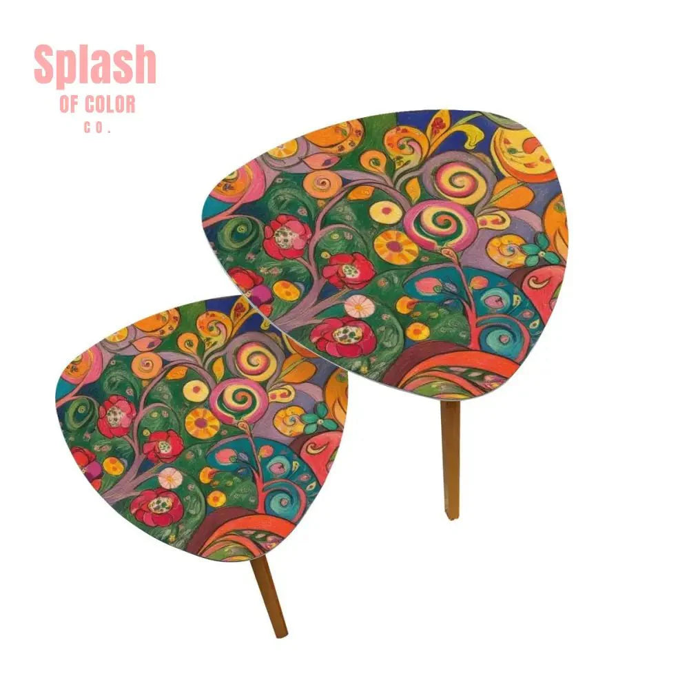 Watercolor Garden Klimt Inspired Modern Floral Nesting Tables
