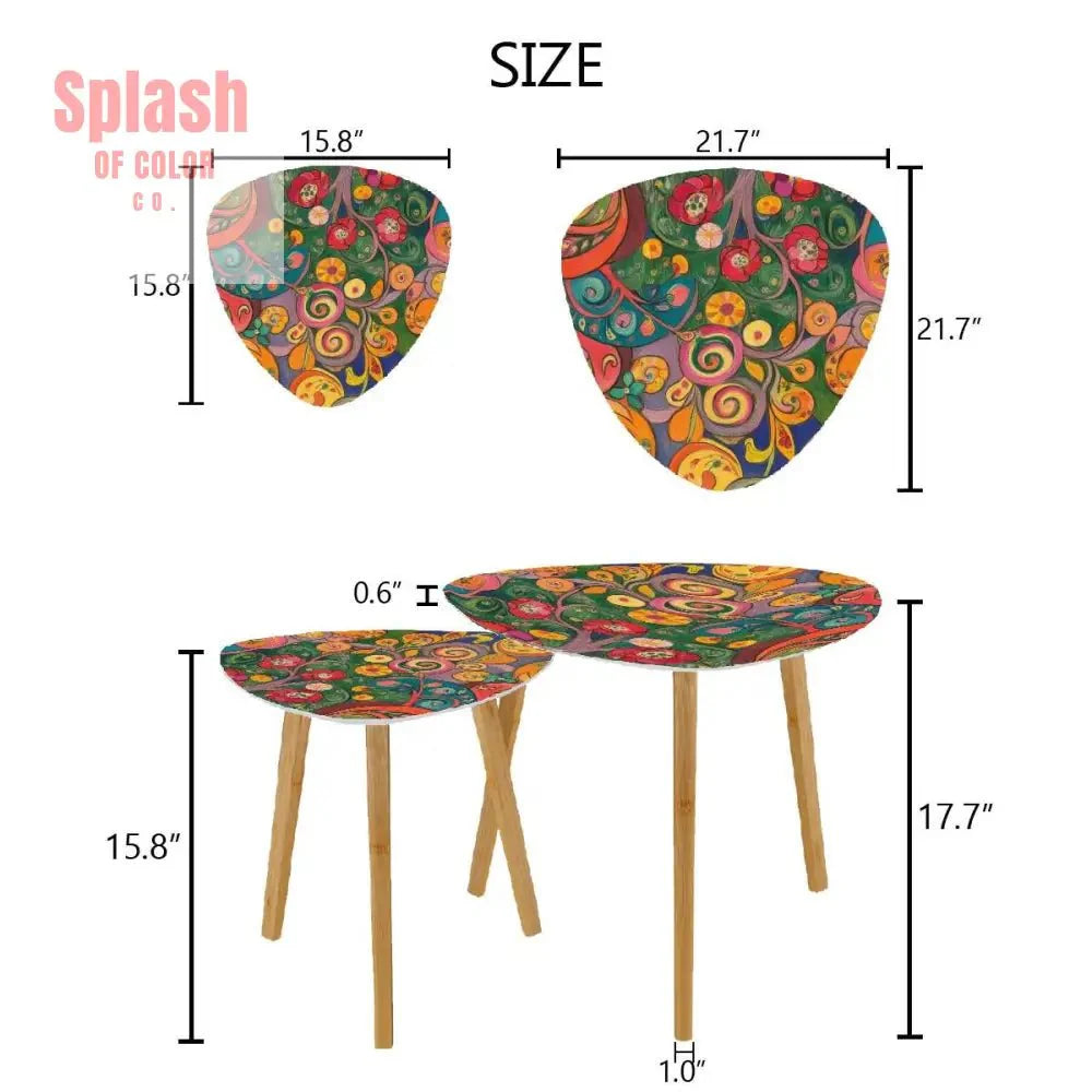 Watercolor Garden Klimt Inspired Modern Floral Nesting Tables