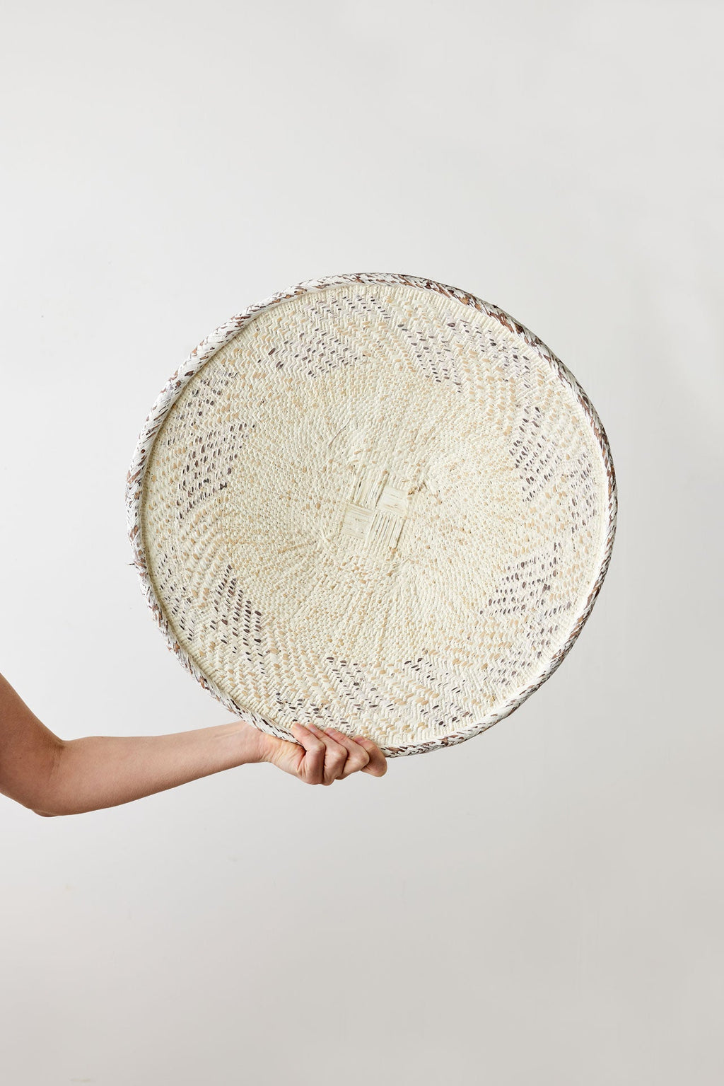 White Washed Handwoven Wall Basket